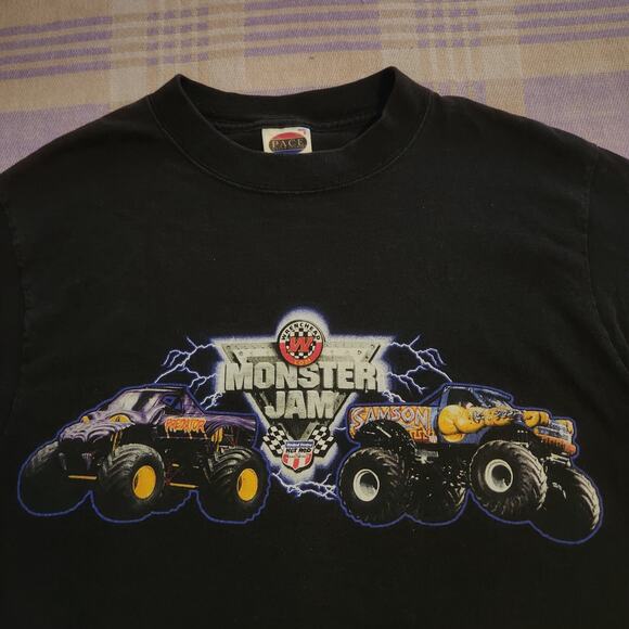 Vintage Monster Jam World Tour Shirt Adult Small Black USHRA 2000 Mens 90s - Picture 1 of 8